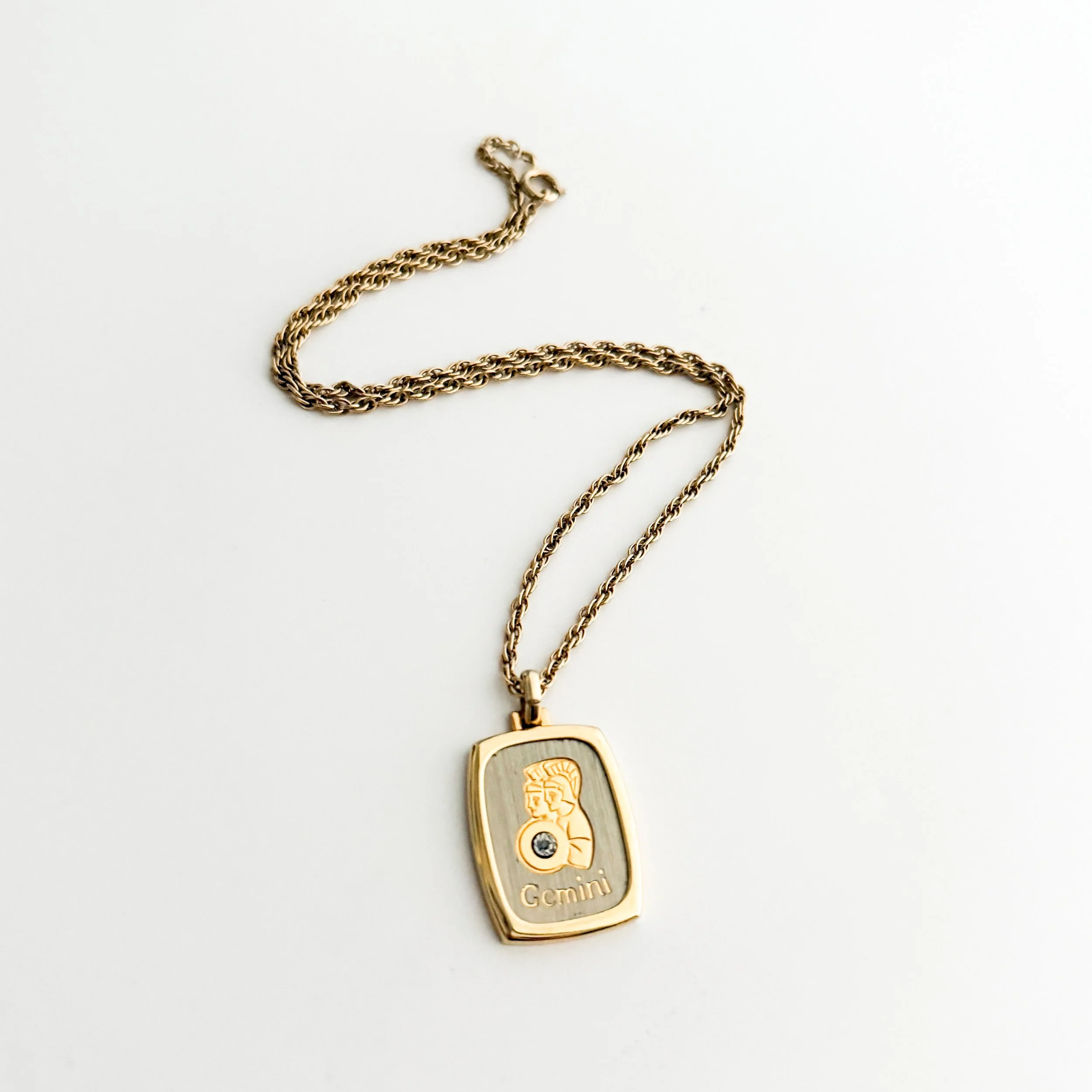 ネックレス・ペンダント VINTAGE HOLLYWOOD Vintage 2008 Square Necklace BMR659 Pierre Cardin Vintage Aquarius Zodiac Necklace with Genuine